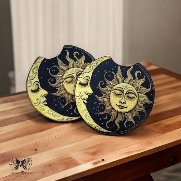 Boho Sun & Moon Car Coasters - Picture 5 of 13
